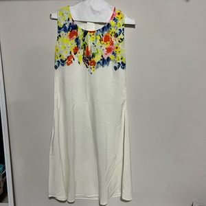 Indiian pakistani dress tunic kurta white multicolor flowers